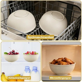Sada 6 plastových misek na cereálie, nerozbitné plastové misky v 6 barvách, objem 750 ml, vhodné do