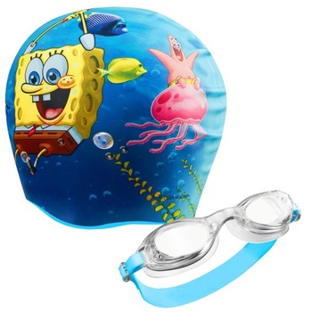 Detská sada plaveckých čiapok a okuliarov s UV ochranou SpongeBob SquarePants - Doplnky na plávanie