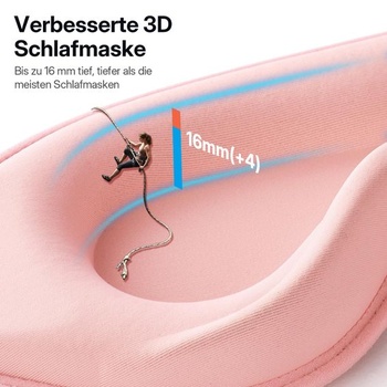 3D maska na spaní LitBear pro spaní na boku, brýle na spaní blokující světlo, růžová