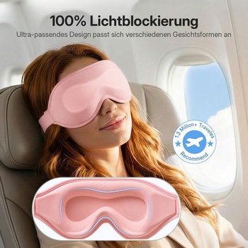 3D maska na spaní LitBear pro spaní na boku, brýle na spaní blokující světlo, růžová