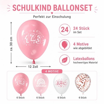 ENLACE 24 ks růžových balónků dekorace pro zpátky do školy pro dívku, školácké balónky