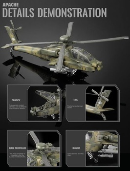 SEBUNAS 1:72 AH-64 Apache vrtuľník hračka vojenská rýchlostavebná sada 11.AH-64