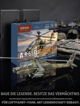 SEBUNAS 1:72 AH-64 Apache vrtuľník hračka vojenská rýchlostavebná sada 11.AH-64