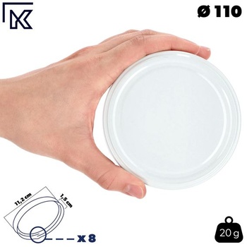 KADAX 10dílná sada šroubovacích víček TO110 pro zavařovací sklenice 110 mm, bílá – náhradní