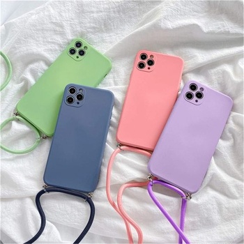 Pouzdro na telefon s náhrdelníkem pro iPhone 11, pouzdro s náhrdelníkem a šňůrkou, silikonové