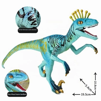 MAKFORT Figurka dinosaura Hračky Figurky Eoraptor Modrá, Pohyblivé paže Sběratelská hračka,