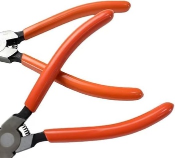 Oranžovočervené kliešte na poistné krúžky Heavy Duty extra dlhé 17,8 cm, kliešte na poistné
