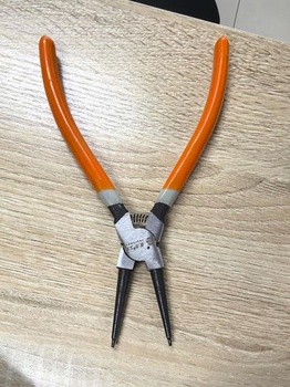 Oranžovočervené kliešte na poistné krúžky Heavy Duty extra dlhé 17,8 cm, kliešte na poistné