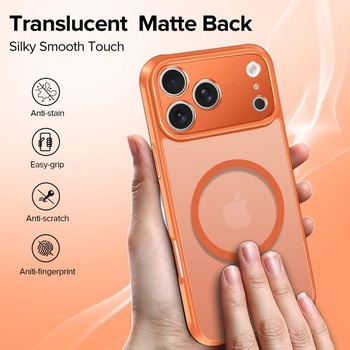 Matne oranžový magnetický kryt ivoler pre iPhone 17 Pro Max, kompatibilný s MagSafe, [ochrana proti