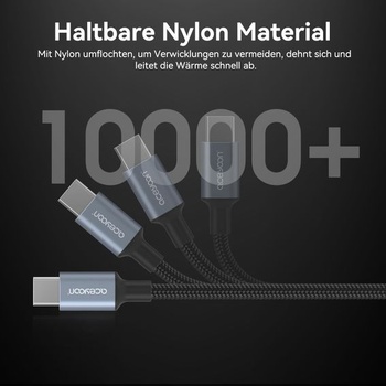 Aceyoon USB C kabel krátký 10cm, 3A nabíjecí kabel USB C rychlonabíjecí kabel nylonový opletený