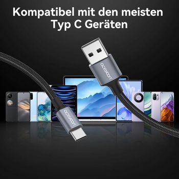 Aceyoon USB C kábel krátky 10cm, 3A nabíjací kábel USB C rýchlonabíjací kábel nylonový opletený