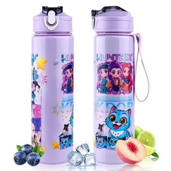 Fľaša na pitie 700 ml so slamkou – Obojstranný kreslený…