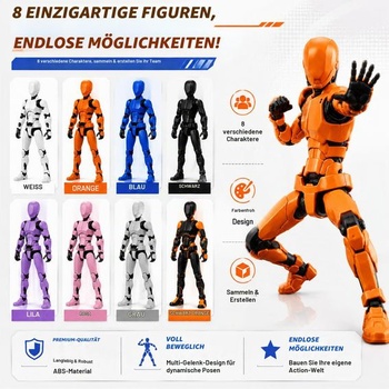Akční figurka T13, 8 dílků – Akční figurka T13, 3D tištěné kloubové figurky s více klouby, sada