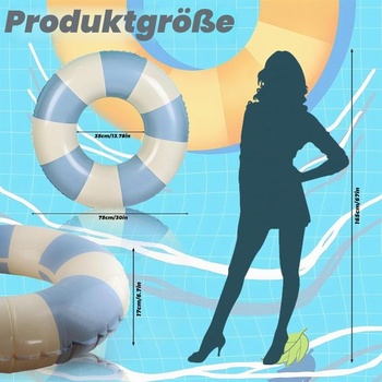 RosyFate Modrý plavecký kruh, jednoduchý kostkovaný plavecký kruh, plavecký kruh pro dospělé, Ø 75