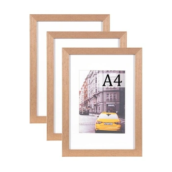 Dubové fotorámečky Kennethan A4, sada 3 kusů s paspartou, k…