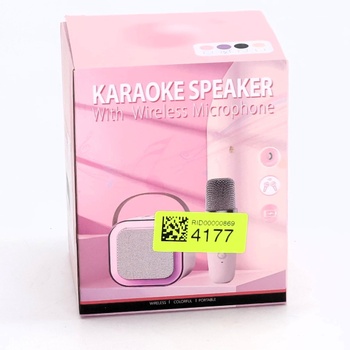 Mini karaoke systém s 2 bezdrôtovými mikrofónmi, LED svetlami, vokálnymi efektmi, prenosným spievajúcim