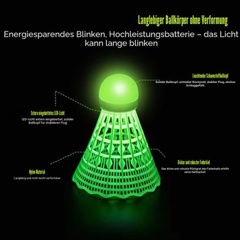 Joycabin 6dielna sada LED badmintonových loptičiek, nylonové svietiace loptičky, vetruodolné badmintonové loptičky