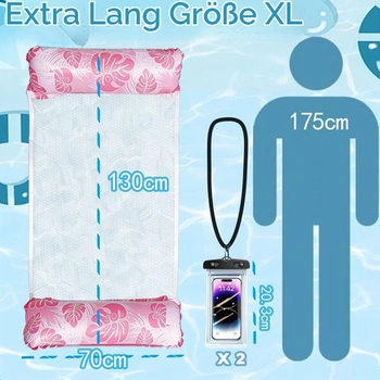 Nafukovací bazénový plovák XL, 4v1 vodní plovák pro dospělé a děti, nafukovací vodní houpací síť se
