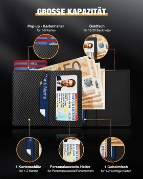 Pánske puzdro na karty dwnkove, tenká peňaženka s vreckom na mince, RFID ochrana a identifikačné
