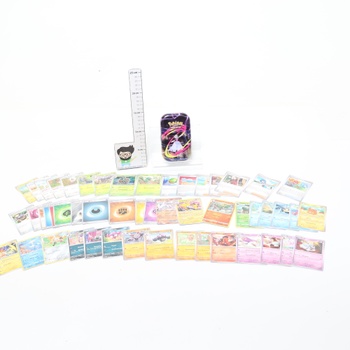 Balíček mini plechoviek PoKéMoN, 50 rôznych kariet, 1 náhodne vybraná extrémne vzácna herná minca