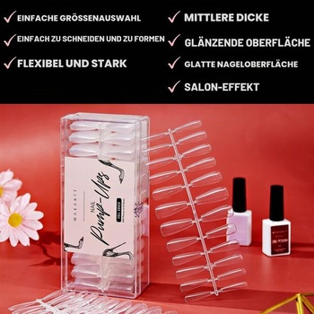 Makartt 500 ks dlhých baletiek, Coffin nails, celoplošné akrylové umelé nechty, veľkosť 10,