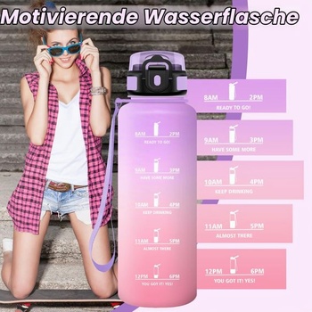 1,5l fľaša na vodu so slamkou a časovačom, bez BPA, športová fľaša do posilňovne, na kempovanie, na