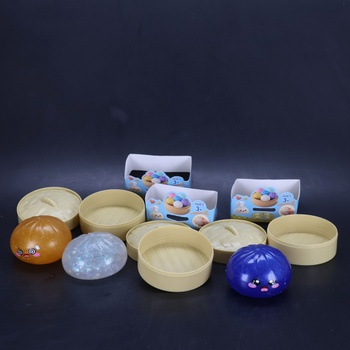 Knedľa Squishy, ​​4dielna sada trblietavých knedlí Squishy hračiek, antistresová loptičková hračka pre