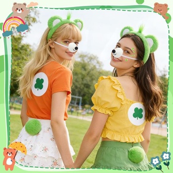 Karnevalový kostýmový doplnok pre dospelých s medvedími ušami, čelenka s chvostom, nálepka na karneval,