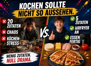 Kuchárka s 5 ingredienciami pre teenagerov z fritézy: Expresné. Chrumkavé. Žiadna kuchynská dráma.