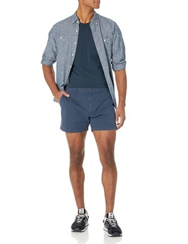 Pánske pohodlné strečové chino kraťasy Amazon Essentials bez skladov, 13 cm plátené, tmavo modré,