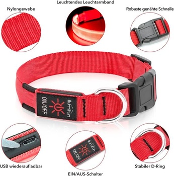 Illumifun LED obojek pro psy, dobíjecí, vodotěsný, svítivý obojek pro malé i velké psy, světla pro
