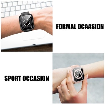 Puzdro JZK pre Apple Watch Series 9/Series 8/iWatch Series 7 41 mm, 2 kusy, s tvrdeným sklom,