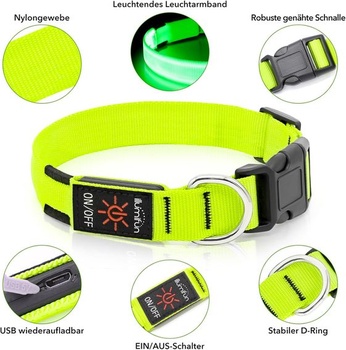 Illumifun LED obojek pro psy, dobíjecí, vodotěsný, svítivý obojek pro malé i velké psy, světla pro