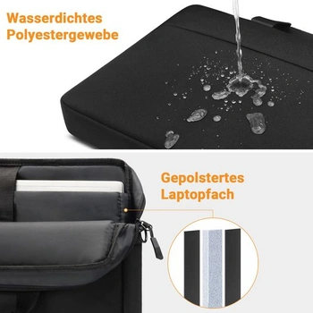 TECOOL taška na notebook 14 palců, taška přes rameno, brašna přes rameno, taška na notebook, černá,