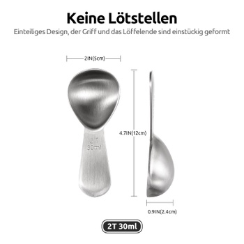 U-Taste 18/8 nerezový dávkovač kávové lžičky, odolná odměrka s krátkou tlustou rukojetí pro