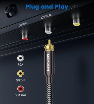RCA kabel pro subwoofer 1M, samec-samec RCA kabel [pozlacené konektory, bavlněný oplet] pro