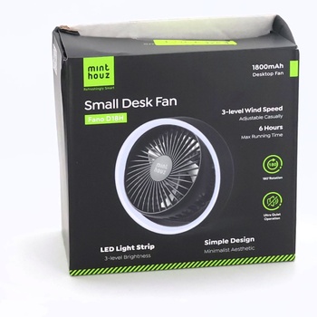 Stolný ventilátor Minthouz, 3 rýchlostné stupne, tichý USB ventilátor, mini ventilátor otočný o