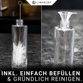 LINFELDT Sada 2 rozprašovačov oleja na varenie, každý s objemom 100 ml, so sklom a nerezovou oceľou