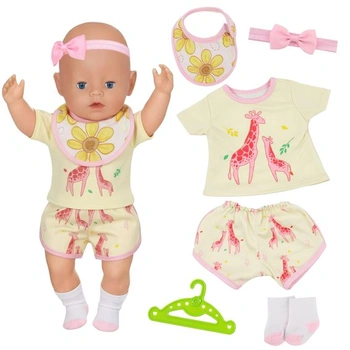 6 kusov oblečenia pre bábiky o veľkosti 30-43 cm, oblečenie s motívom žltej žirafy pre bábiky o