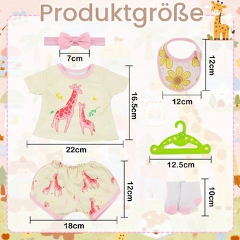 6 kusov oblečenia pre bábiky o veľkosti 30-43 cm, oblečenie s motívom žltej žirafy pre bábiky o