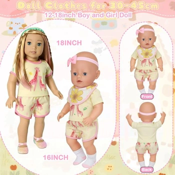 6 kusov oblečenia pre bábiky o veľkosti 30-43 cm, oblečenie s motívom žltej žirafy pre bábiky o