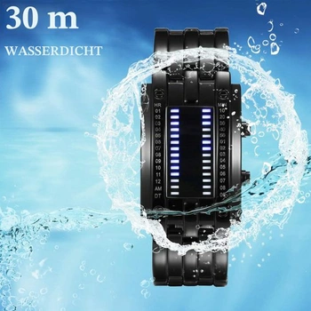 JewelryWe Pár hodinek Digitální hodinky z nerezové oceli Binární hodinky Obdélníkový rámeček LED