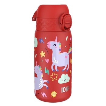 Detská nerezová fľaša na vodu ion8, ľahká, 400 ml, neizolovaná, nepriepustná, otváranie raz