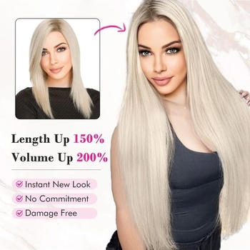 REECHO Clip-in predlžovanie vlasov - 11dielne clip-in predlžovanie vlasov pre ženy, 61 cm dlhé rovné