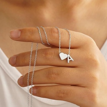 Strieborný náhrdelník 925 pre ženy s príveskom v tvare srdca, náhrdelník s písmenami, personalizovaný