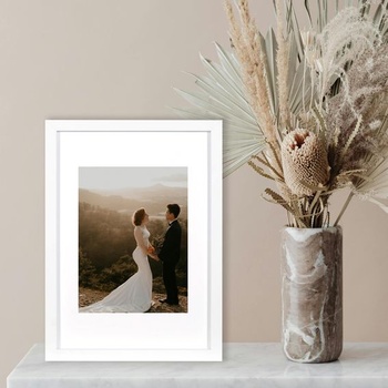 KAIWIN Sada 2 obrazových rámov 20x30 cm, Biele rámy 20x30cm s paspartou 15x20cm, Drevené fotorámiky