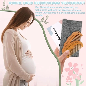 Sada 2 hřebenů pro porod, porodní hřeben, dámský hřeben, dřevěný hřeben, dárek pro těhotné ženy,