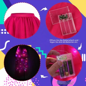 Tylová sukně Hifot pro ženy s LED světly, vysoká/nízká baletní sukně pro dospělé, na Halloween,