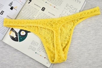 Pánska sexi čipková bielizeň, priehľadné duté hrče, tangá, bikiny, tangá, podporné nohavičky pre mužov