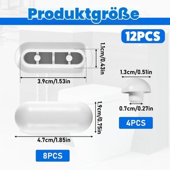 12dielna sada tlmičov na toaletné sedátko, tlmiče veka na toaletné sedátko, náhradné tlmiče,